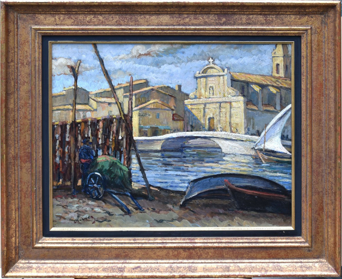 Ferdinand Olivier "martigues" Oil On Cardboard 38x46